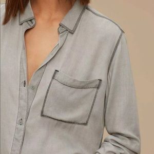 Talula soft tencel boyfriend grey button up